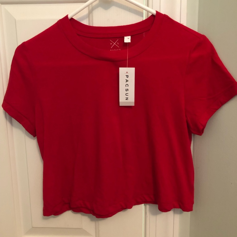 Pacsun Basic Cropped Red T-shirt